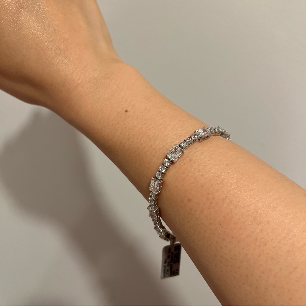 NEW Diamonart Baguette Elegant Silver Tennis Bracelet